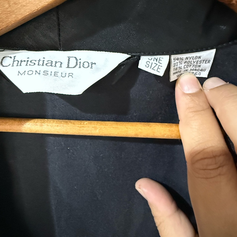 Christian Dior monsieur satin robe black‎ Striped Midi Pockets Sleeve One Size P - Picture 3 of 5